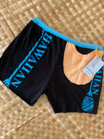 Load image into Gallery viewer, Ladies Size XS &quot;Blue &amp; Teal Hawaiian Canoe Club&quot; Simple Shorty Shorts
