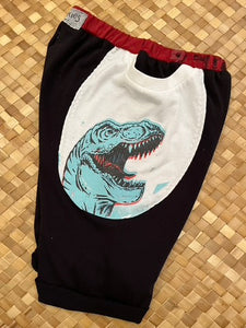 Kids Size 8 "Black & Red Dinosaur" Beach Comber Shorts