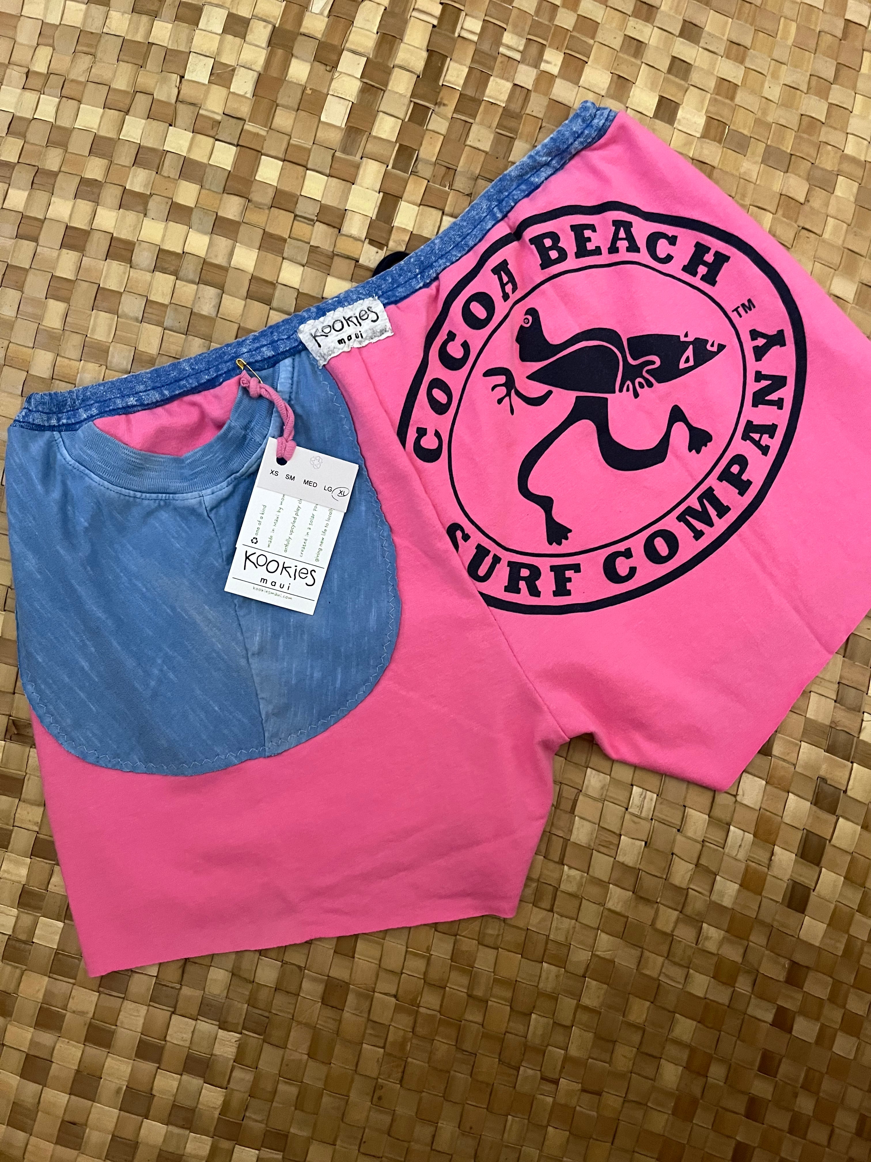 Ladies Size XL "Pink & Blue Coco Beach" Simple Shorty Shorts