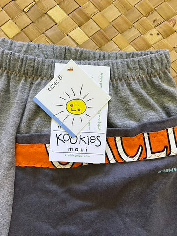 Kids Size 6 "Grey & Orange Tigers" ʻOpihi Picker Pants