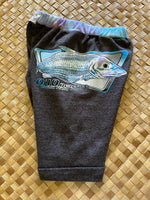 Load image into Gallery viewer, Kids Size 4 &quot;Grey and Blue Oʻio Fishing&quot; Beach Comber Shorts
