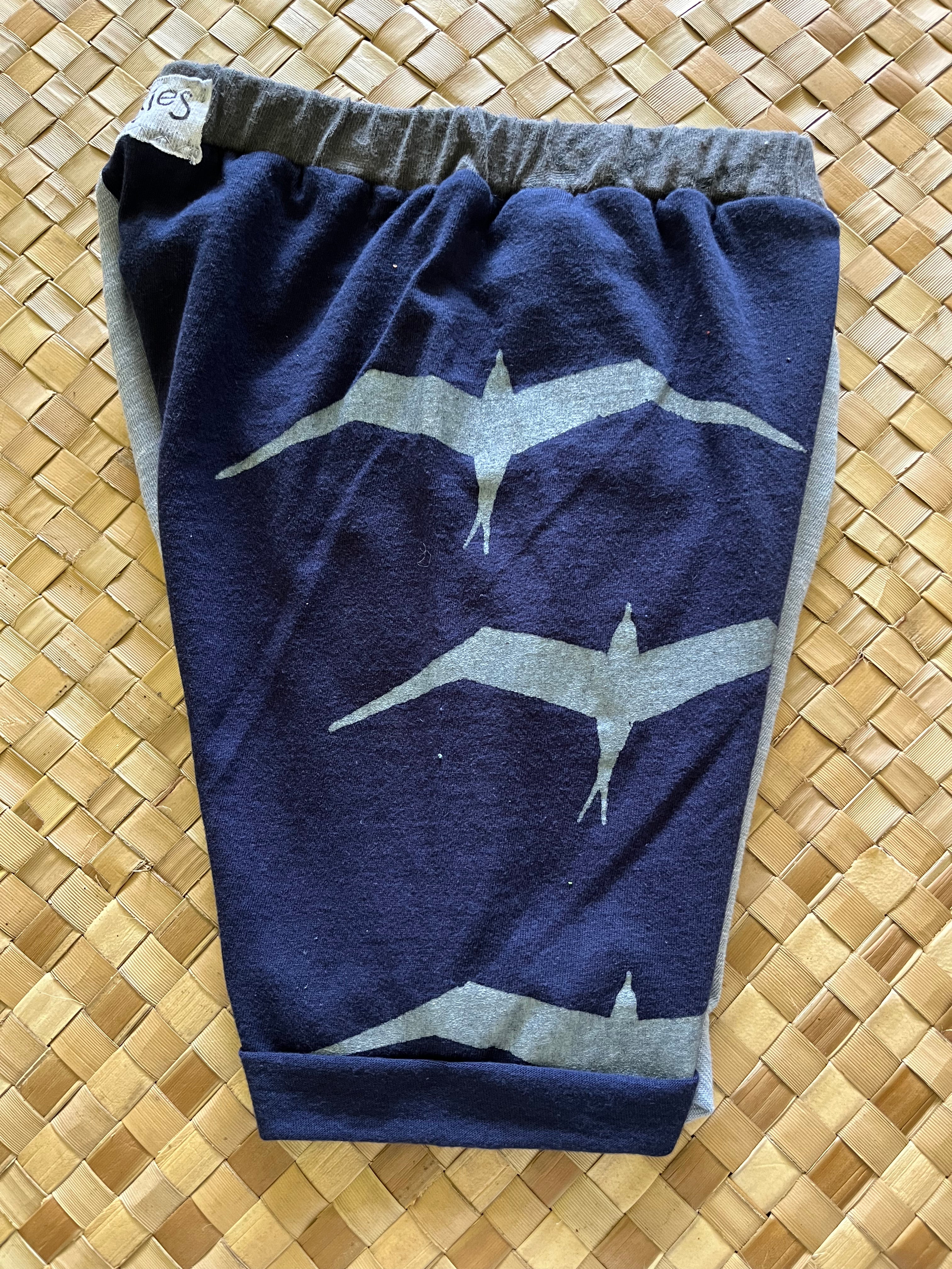 Kids Size 2 "Blue Iwa Birds" Beach Comber Shorts