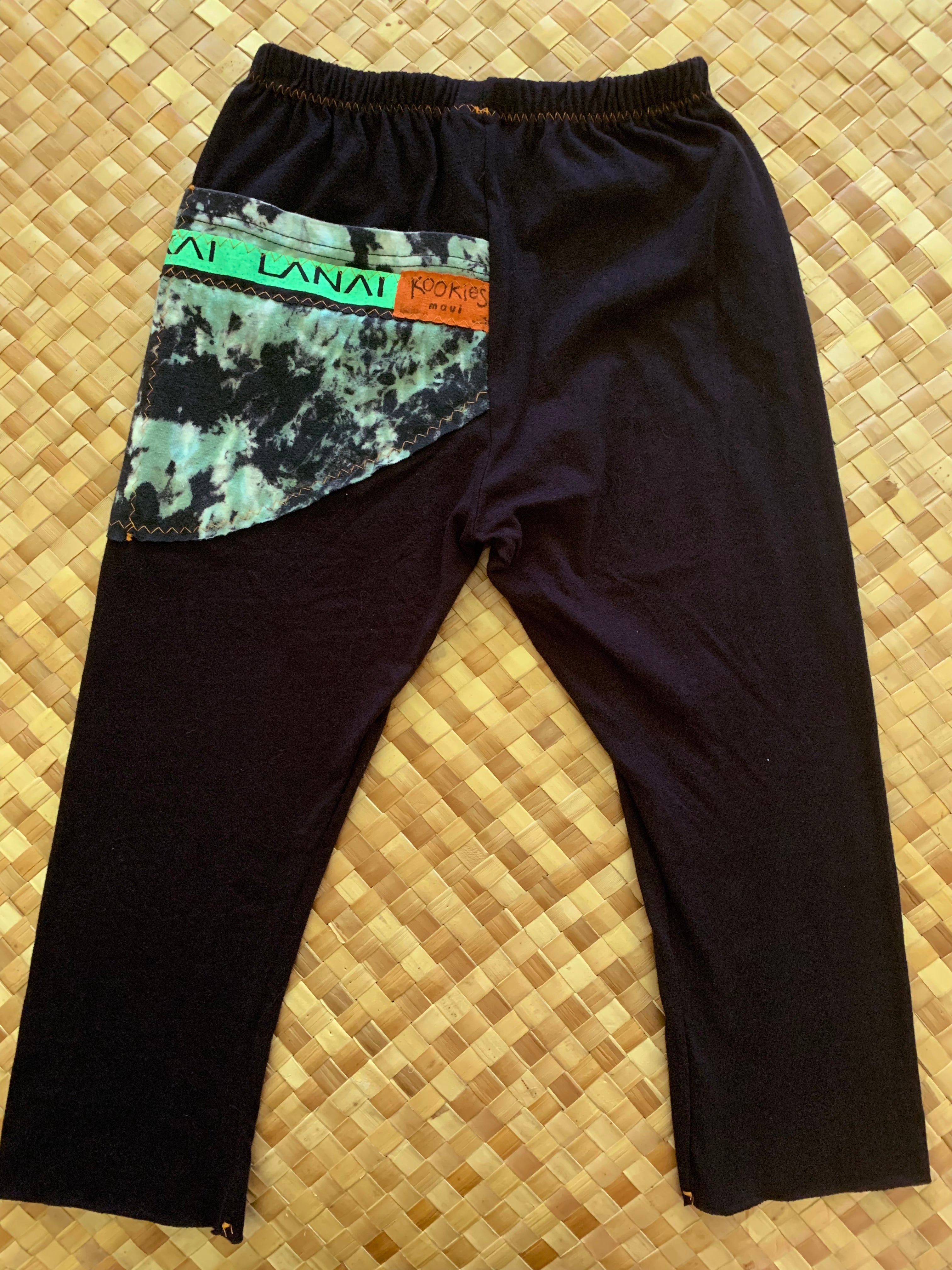 Kids Size 6 "Black & Green Shaka Islands" ʻOpihi Picker Pants