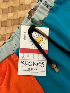 Kids Size 8 "Teal & Orange Hawaii" Beach Comber Shorts