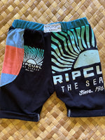 Load image into Gallery viewer, Kids Size 2 &quot;Stripes &amp; Black Sunrise Surf&quot; Beach Comber Shorts
