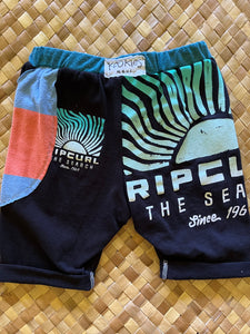 Kids Size 2 "Stripes & Black Sunrise Surf" Beach Comber Shorts