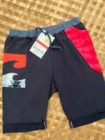 Load image into Gallery viewer, Kids Size 8 &quot;Navy &amp; Red Waves&quot; Beach Comber Shorts

