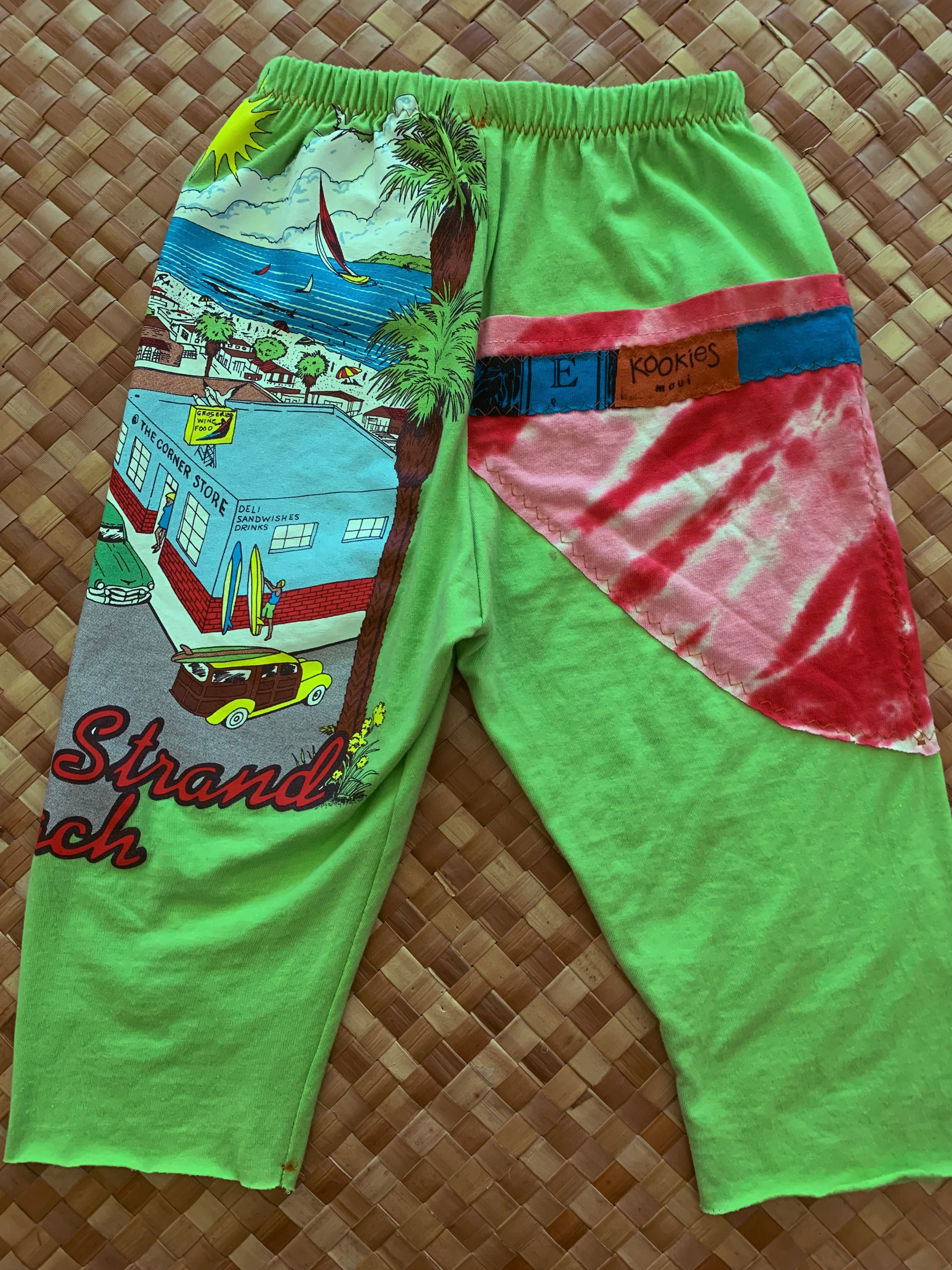 Kids Size 2 "Green & Red Beach Town" ʻOpihi Picker Pants