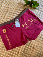 Load image into Gallery viewer, Ladies Size L &quot;Maroon &amp; Gold Iliahi&quot; Simple Shorty Shorts
