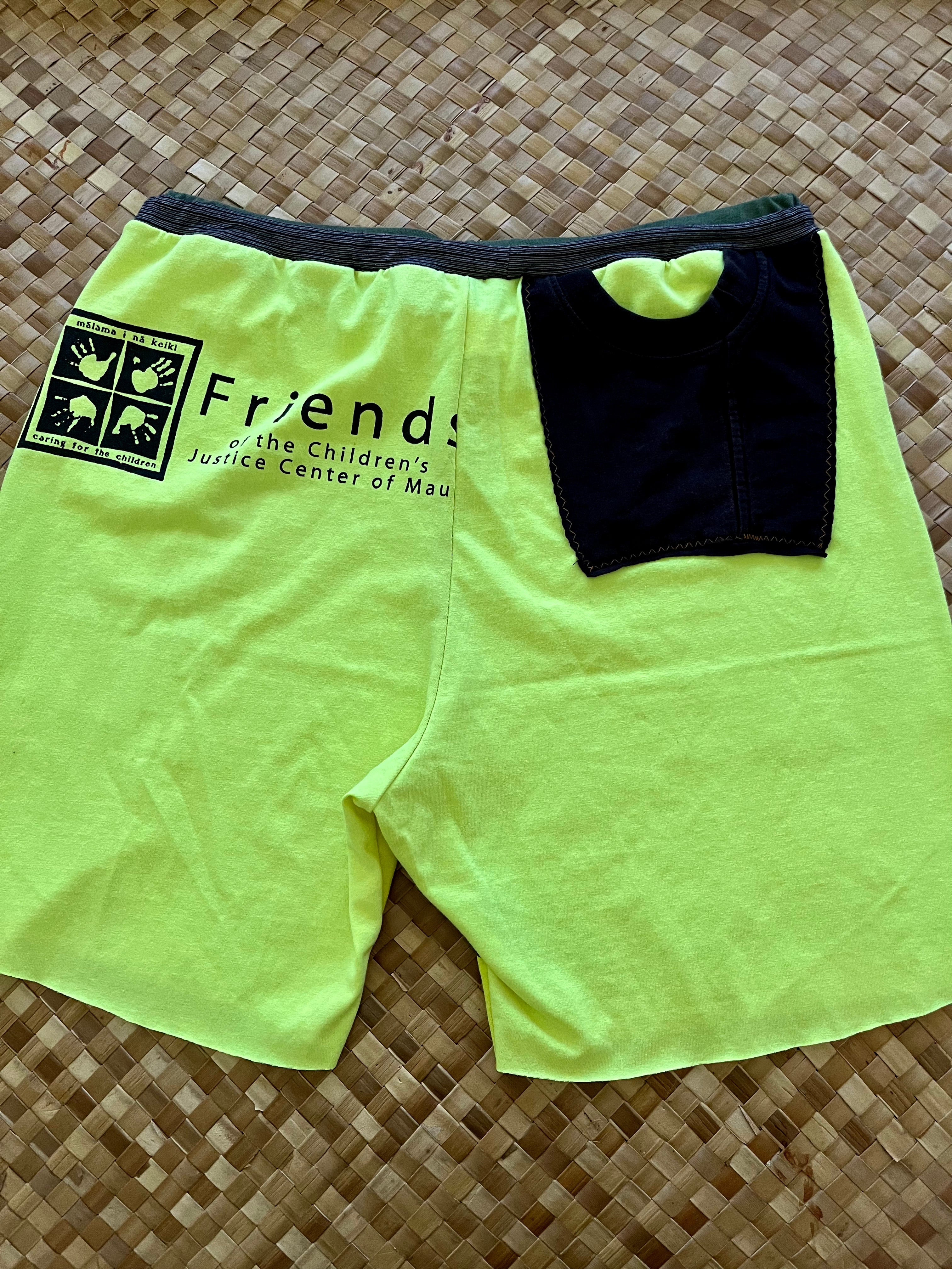 Mens Size L "Electric Yellow Friends" Kanikapila Shorts