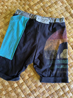 Load image into Gallery viewer, Kids Size 2 "Black &amp; Teal Frenchie Sunset" Beach Comber Shorts

