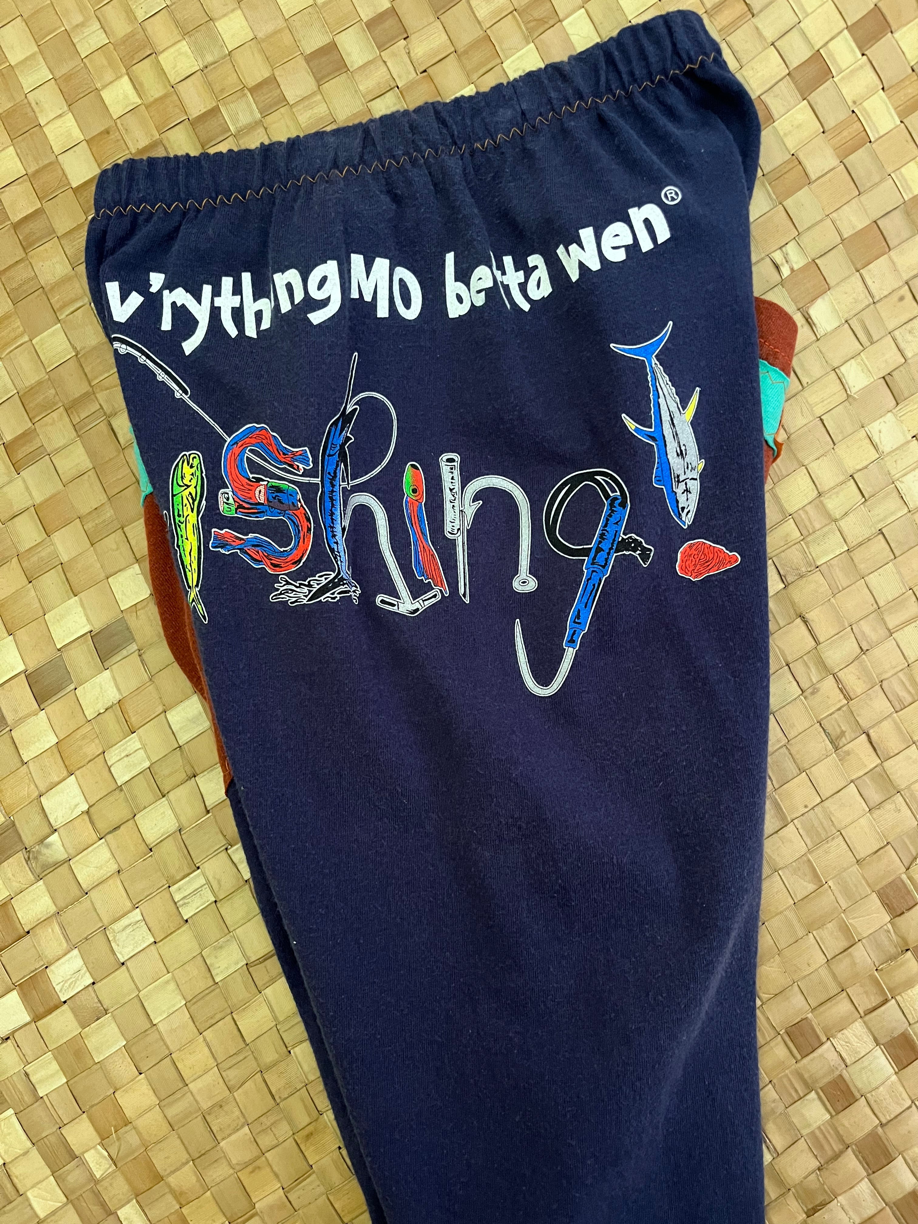 Kids Size 8 "Navy Blue & Rust Fishing" ʻOpihi Picker Pants