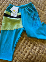 Load image into Gallery viewer, Kids Size 2 &quot;Teal &amp; Green Life is Good Fishing&quot; ʻOpihi Picker Pants
