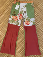 Load image into Gallery viewer, Ladies Size S &quot;Rust &amp; Floral UH&quot; Flutter Pants
