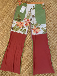 Ladies Size S "Rust & Floral UH" Flutter Pants
