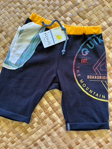 Kids Size 6 "Black & Yellow Quicksilver" Beach Comber Shorts