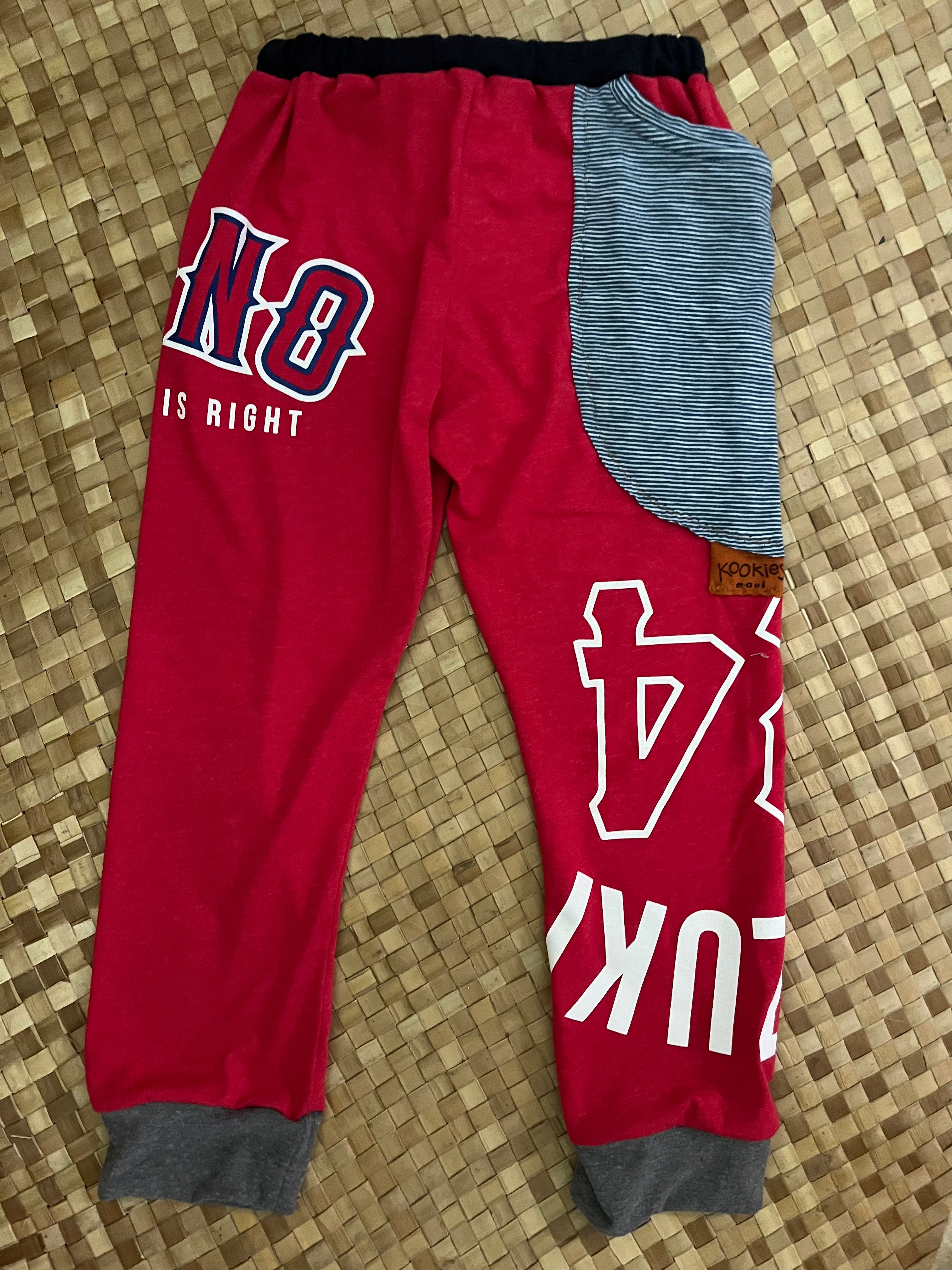 Kids Size 8 "Red & Grey Pono Baseball" Holoholo Pants