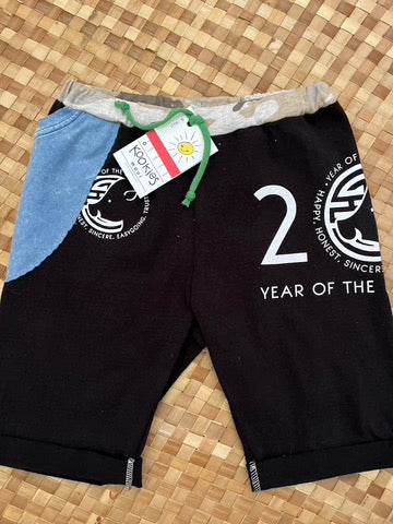 Kids Size 8 "Blue & Black Year of the Boar" Beach Comber Shorts
