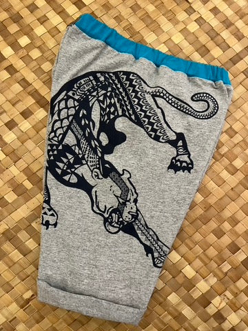 Kids Size 8 "Rainbow & Grey Panther" Beach Comber Shorts