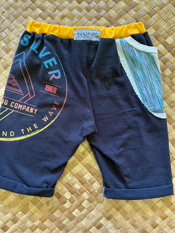 Kids Size 6 "Black & Yellow Quicksilver" Beach Comber Shorts