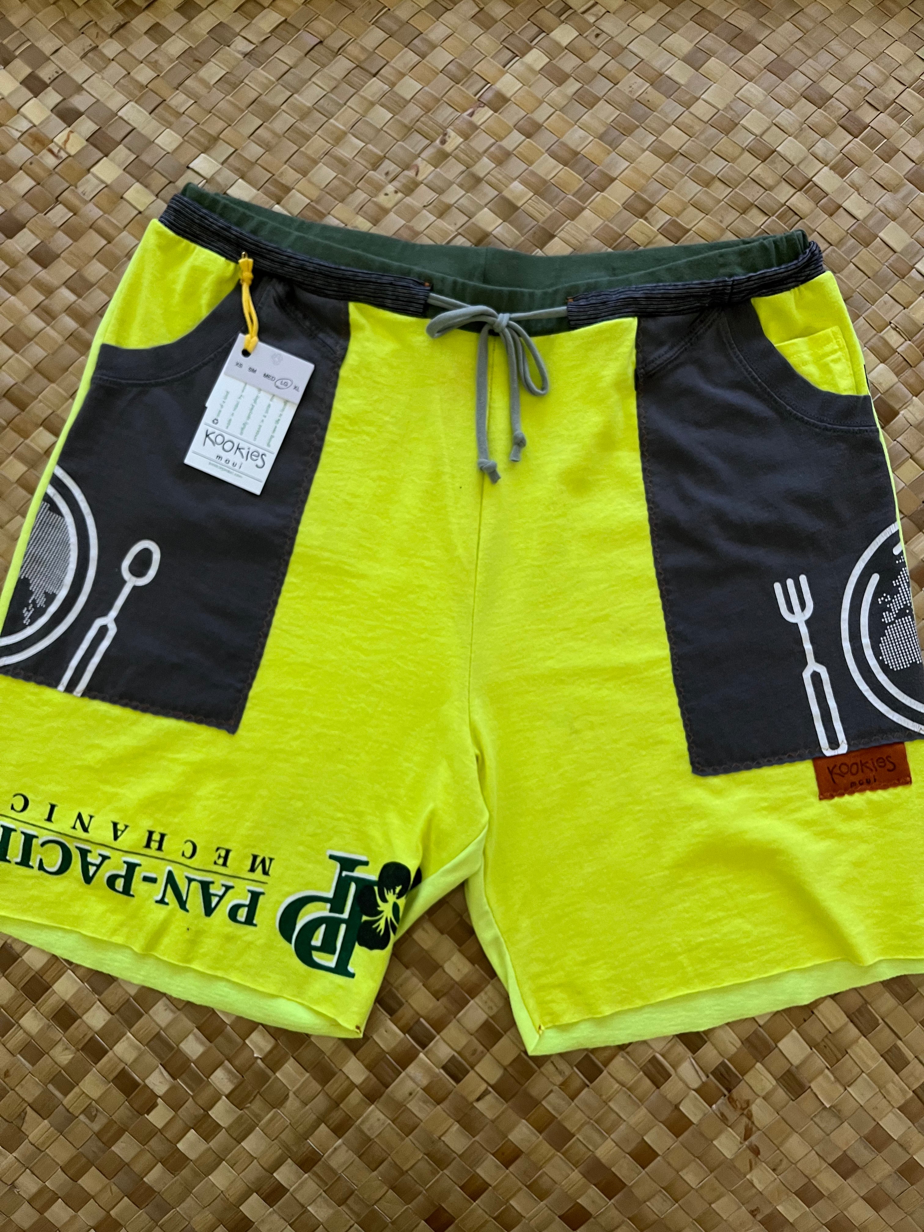 Mens Size L "Electric Yellow Friends" Kanikapila Shorts