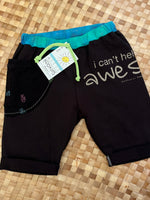 Load image into Gallery viewer, Kids Size 4 &quot;Black and Tie Dye I&#39;m Awesome&quot; Beach Comber Shorts
