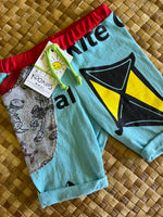 Load image into Gallery viewer, Kids Size 2 "Teal &amp; Black Kites" Beach Comber Shorts
