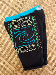 Kids Size 8 "Black & Neon Surfing" Beach Comber Shorts