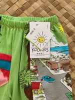 Load image into Gallery viewer, Kids Size 2 &quot;Green &amp; Red Beach Town&quot; ʻOpihi Picker Pants
