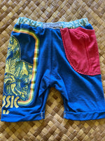 Load image into Gallery viewer, Kids Size 4 &quot;Blue &amp; Red Jurassic Park&quot; Beach Comber Shorts
