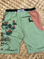 Load image into Gallery viewer, Kids Size 8 &quot;Green &amp; Rust Tree&quot; Beach Comber Shorts

