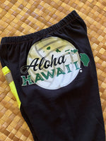 Load image into Gallery viewer, Kids Size 4 "Green &amp; Black Aloha Hawaii" ʻOpihi Picker Pants
