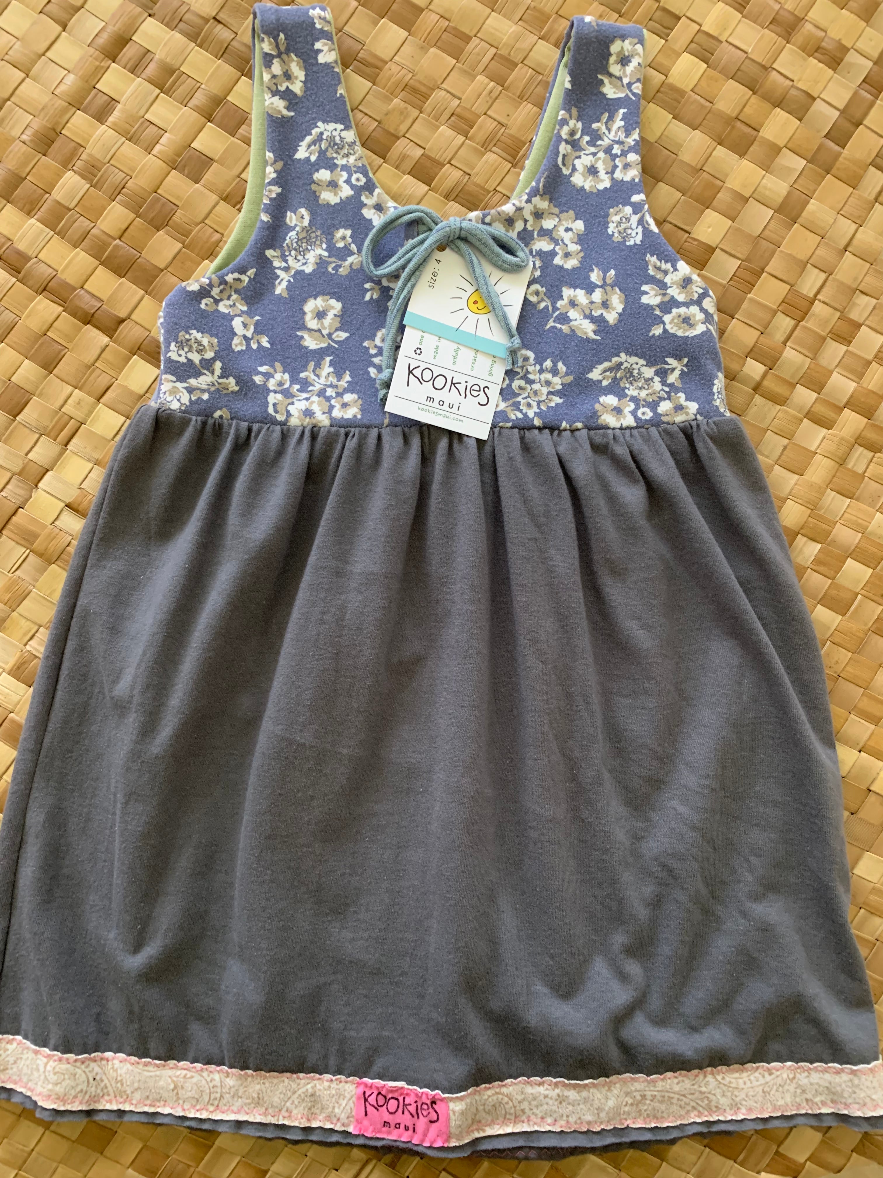 Kids Size 4 "Grey & Blues Skyline Maui" Kuʻuipo Dress