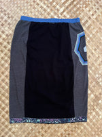 Load image into Gallery viewer, Ladies Size S &quot;Black &amp; Gray Local Motion&quot; Long Pencil Skirt
