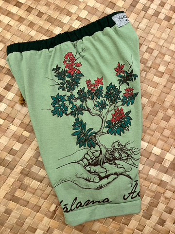 Kids Size 8 "Green & Rust Tree" Beach Comber Shorts