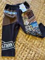 Load image into Gallery viewer, Kids Size 4 &quot;Brown &amp; Black Harley Waves&quot; ʻOpihi Picker Pants
