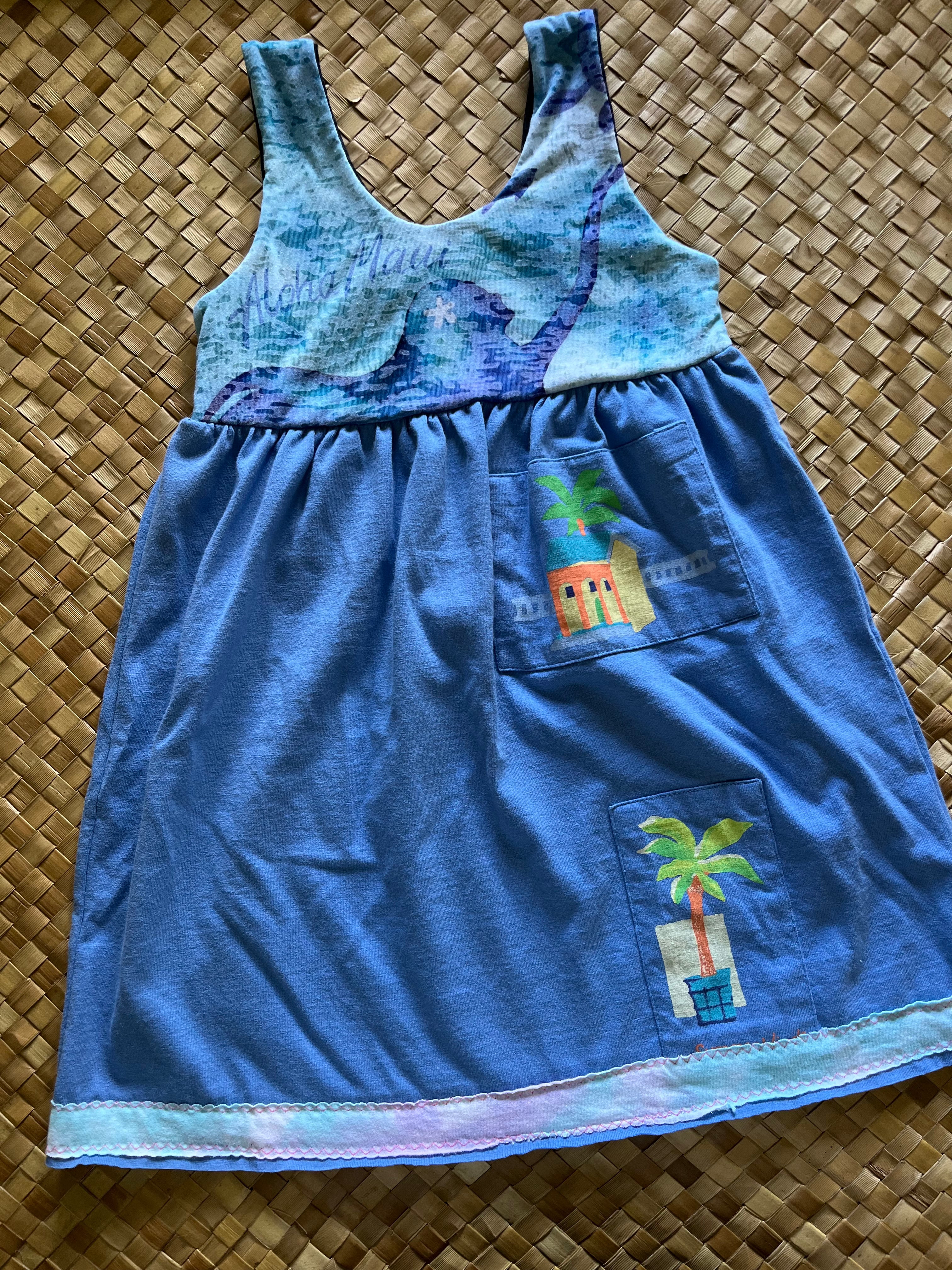 Kids Size 6 "Blue Maui Mermaid" Kuʻuipo Dress