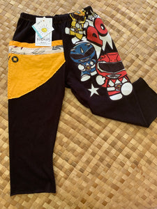 Kids Size 4 "Black & Yellow Power Rangers" ʻOpihi Picker Pants