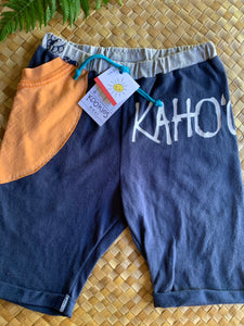 Kids Size 10 "Navy & Tangerine Kahoolawe" Beach Comber Shorts