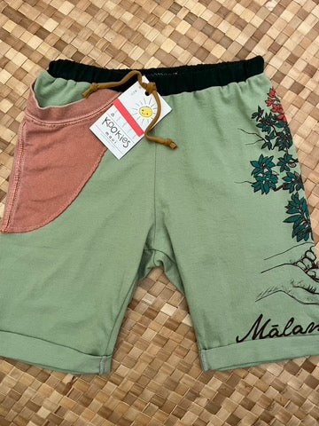 Kids Size 8 "Green & Rust Tree" Beach Comber Shorts