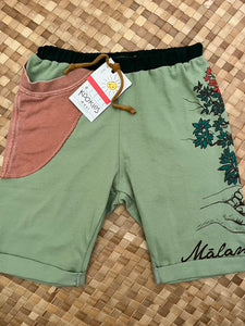 Kids Size 8 "Green & Rust Tree" Beach Comber Shorts