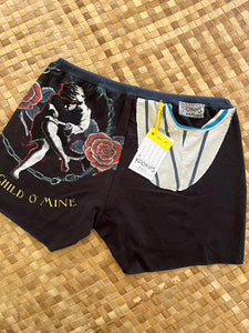 Ladies Size M "Black & Red Rose Child" Simple Shorty