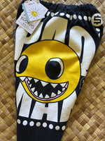 Load image into Gallery viewer, Kids Size 4 &quot;Black &amp; Beige Pac Man&quot; ʻOpihi Picker Pants
