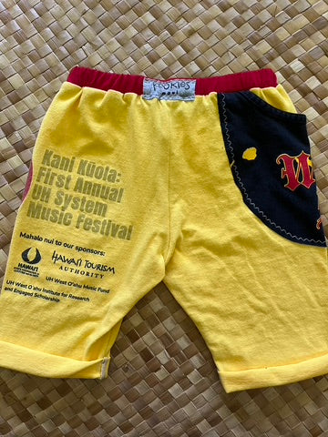 Kids Size 6 "Yellow & Red Hawaii Music Festival" Beach Comber Shorts
