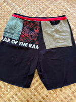 Load image into Gallery viewer, Mens Size M &quot;Black &amp; Red Year of the Ram&quot; Kanikapila Shorts
