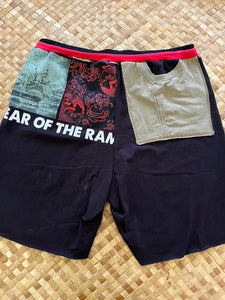 Mens Size M "Black & Red Year of the Ram" Kanikapila Shorts