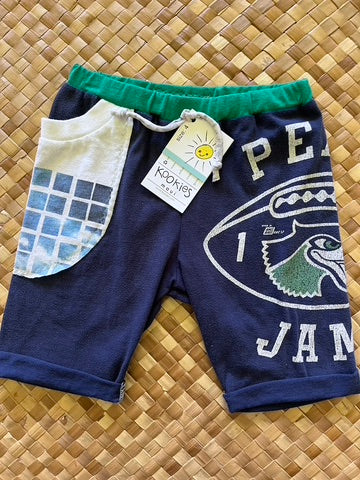 Kids Size 4 "Navy & Green Pearl Jam" Beach Comber Shorts