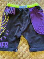 Load image into Gallery viewer, Kids Size 6 &quot;Purple &amp; Black Wakanda Forever&quot; Beach Comber Shorts
