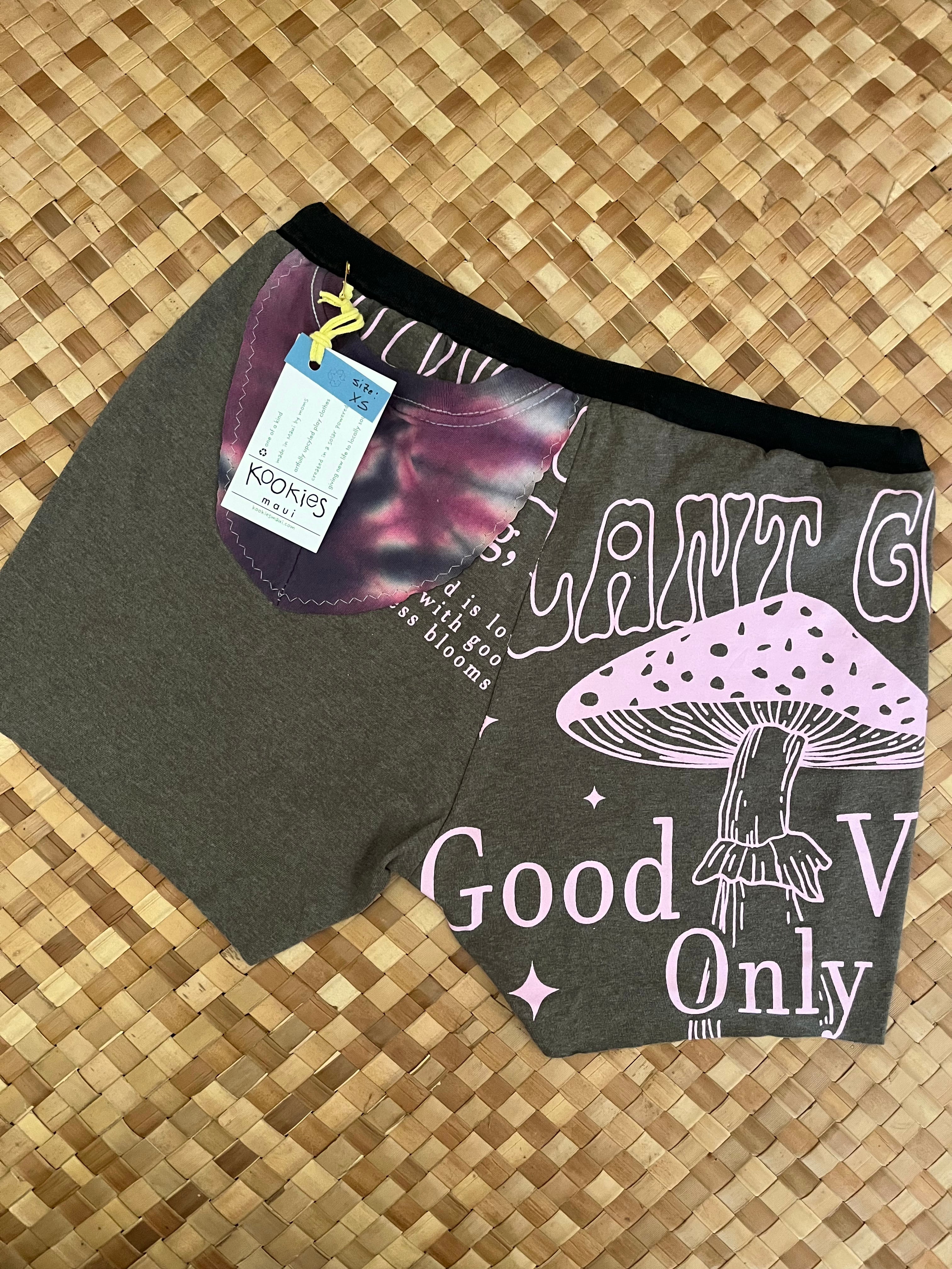 Ladies Size XS "Grey & Purple Good Vibes Only" Simple Shorty