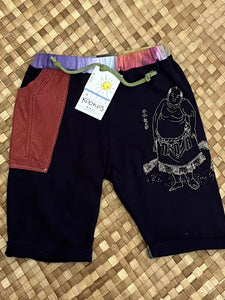 Kids Size 6 "Navy & Rust Japanese Figures" Beach Comber Shorts